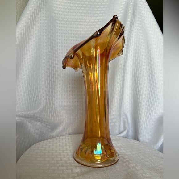 Jack in the Pulpit Marigold Morning Glory Carnival Glass Vase by Imperial Glass - Picture 6 of 16